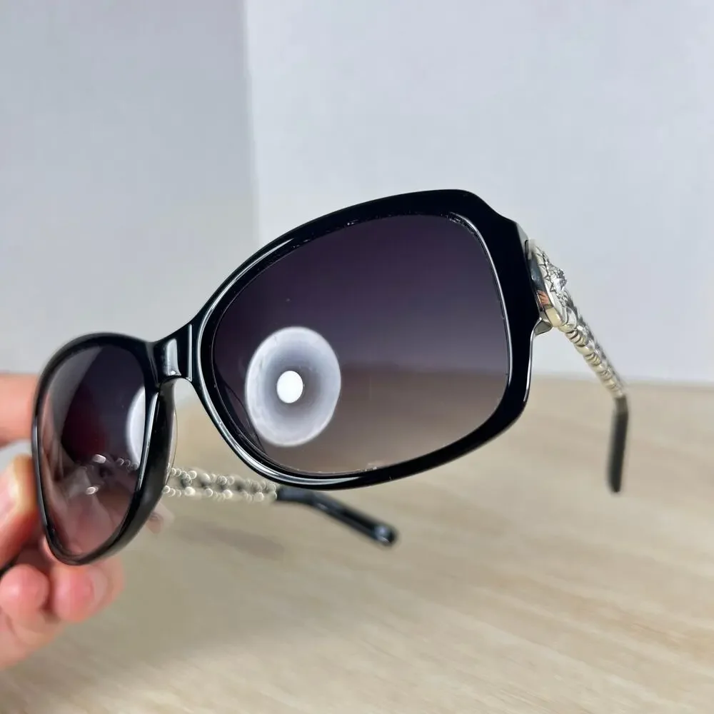 Brighton A12393-125 Fortino Sunglasses Black Silver Chain Link 56-15